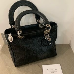 Lady Dior Medium Cannage Whipstitch Leather Tote